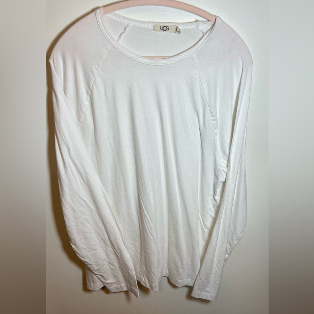 UGG White Long Sleeve Cotton Crewneck Shirt Size Large